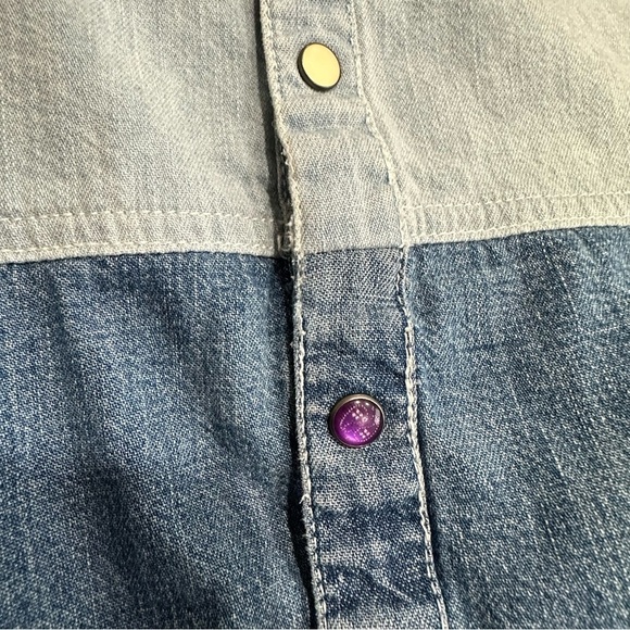 Scotch & Soda AMS BLAUW Sawtooth Snap Button Denim Shirt Small Blue Western READ - Picture 7 of 14